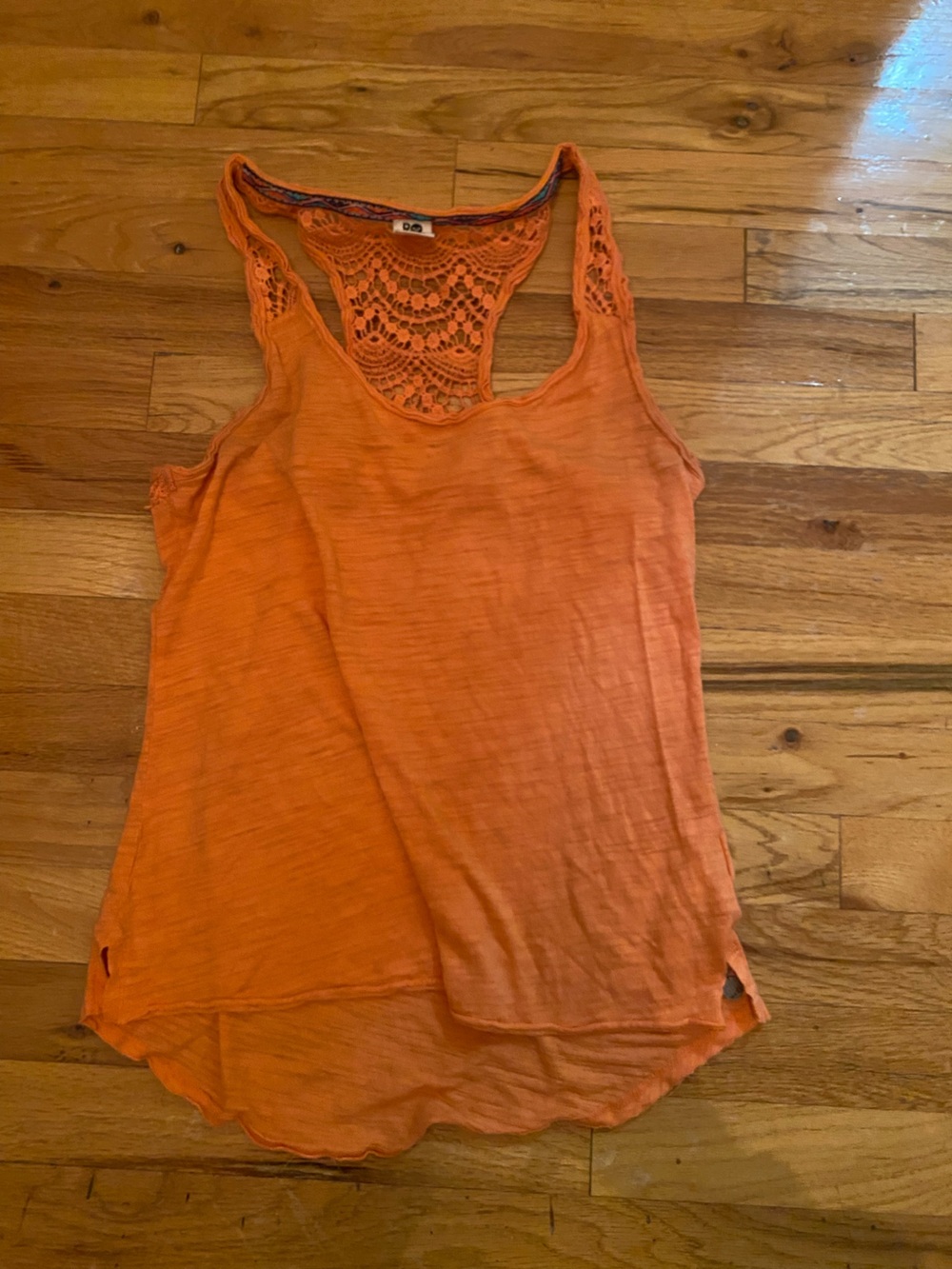 Roxy Orange Crochet-Back Racerback Tank